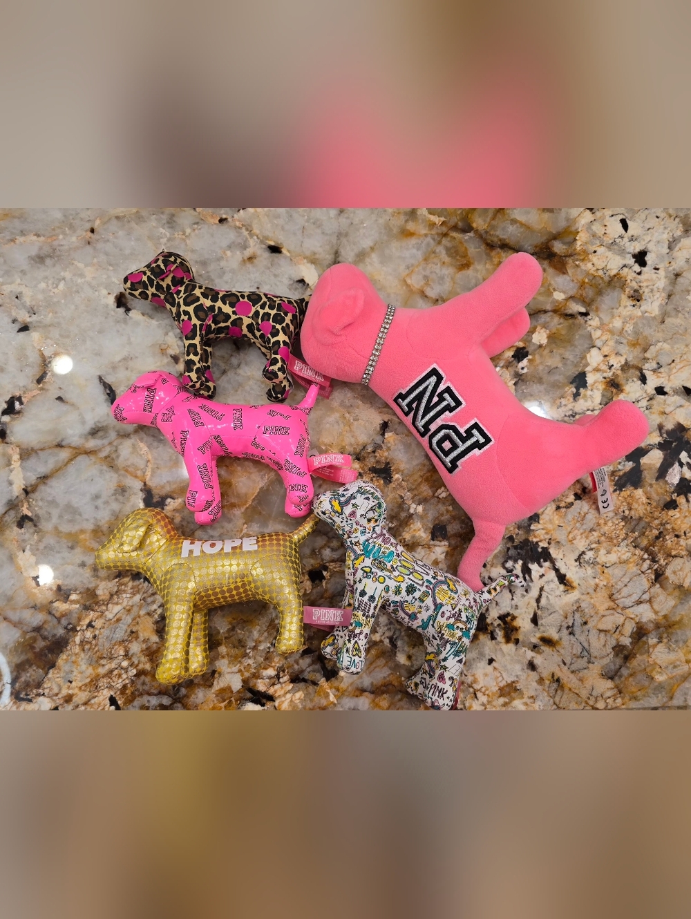 Victoria's Secret PINK collectible Limited Edition 5 Plush Dogs